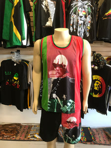 Marcus Garvey tank top and shorts. Two piece