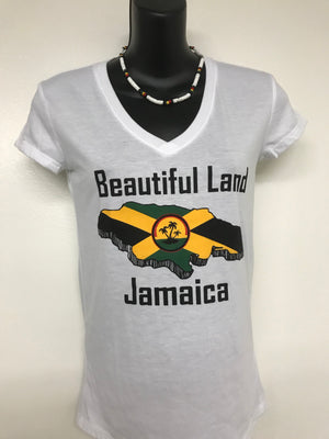 Jamaican woman’s T-shirt. Beautiful land Jamaica (Wholesale)