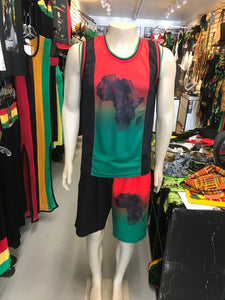 Africa tank top and shorts for men.