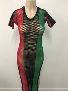 Africa mesh maxi long dress